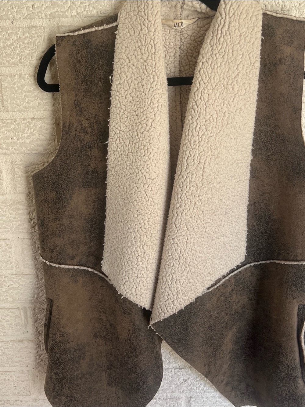 Jack by BB Dakota Cream Sherpa Faux Shearling Vest
